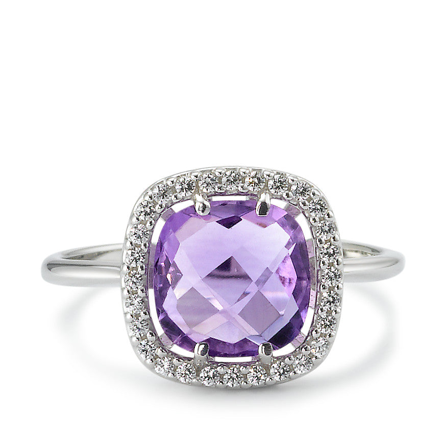 Ring 18k White Gold Amethyst Violet Ø10 mm