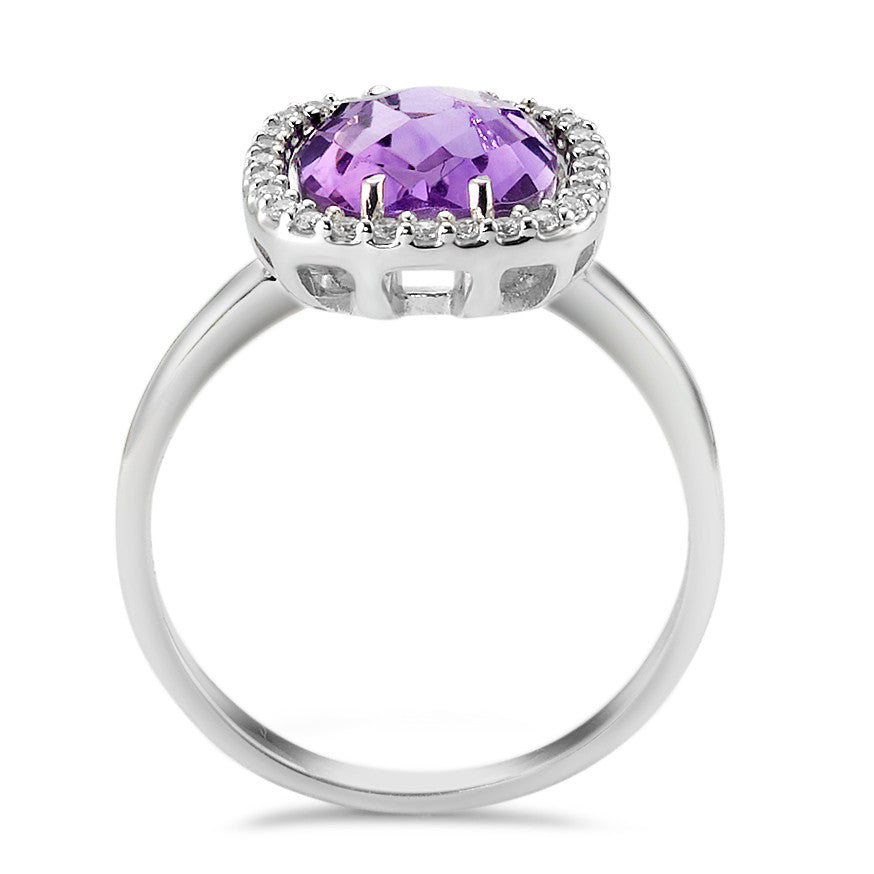 Ring 18k White Gold Amethyst Violet Ø10 mm