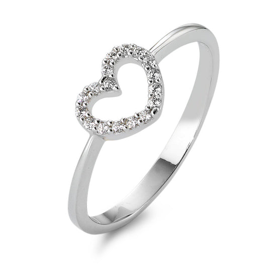 Ring 18k White Gold Zirconia 17 Stones Heart Ø7 mm