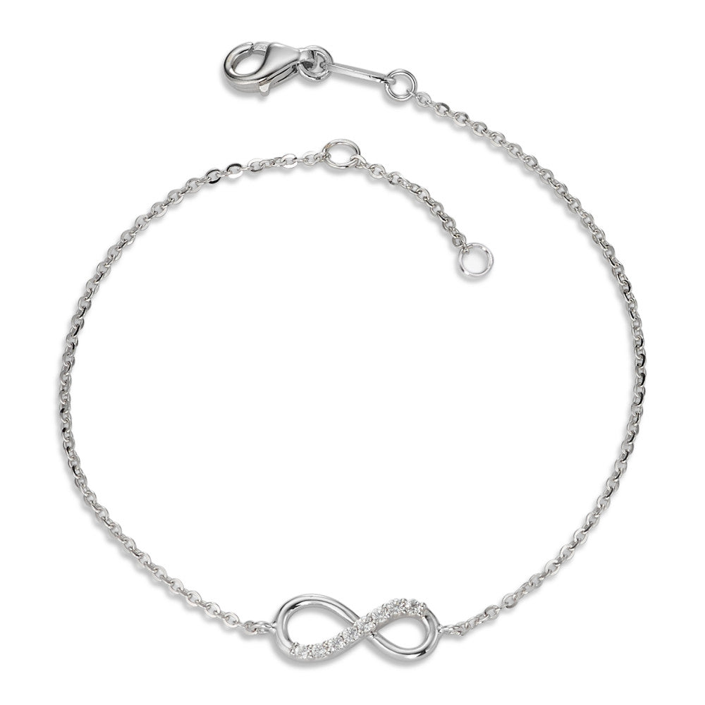 Bracelet 18k White Gold Zirconia 8 Stones Infinity 16-18 cm