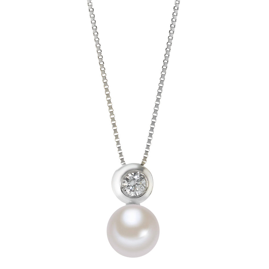 Necklace 18k White Gold Freshwater pearl 40-42 cm Ø4 mm