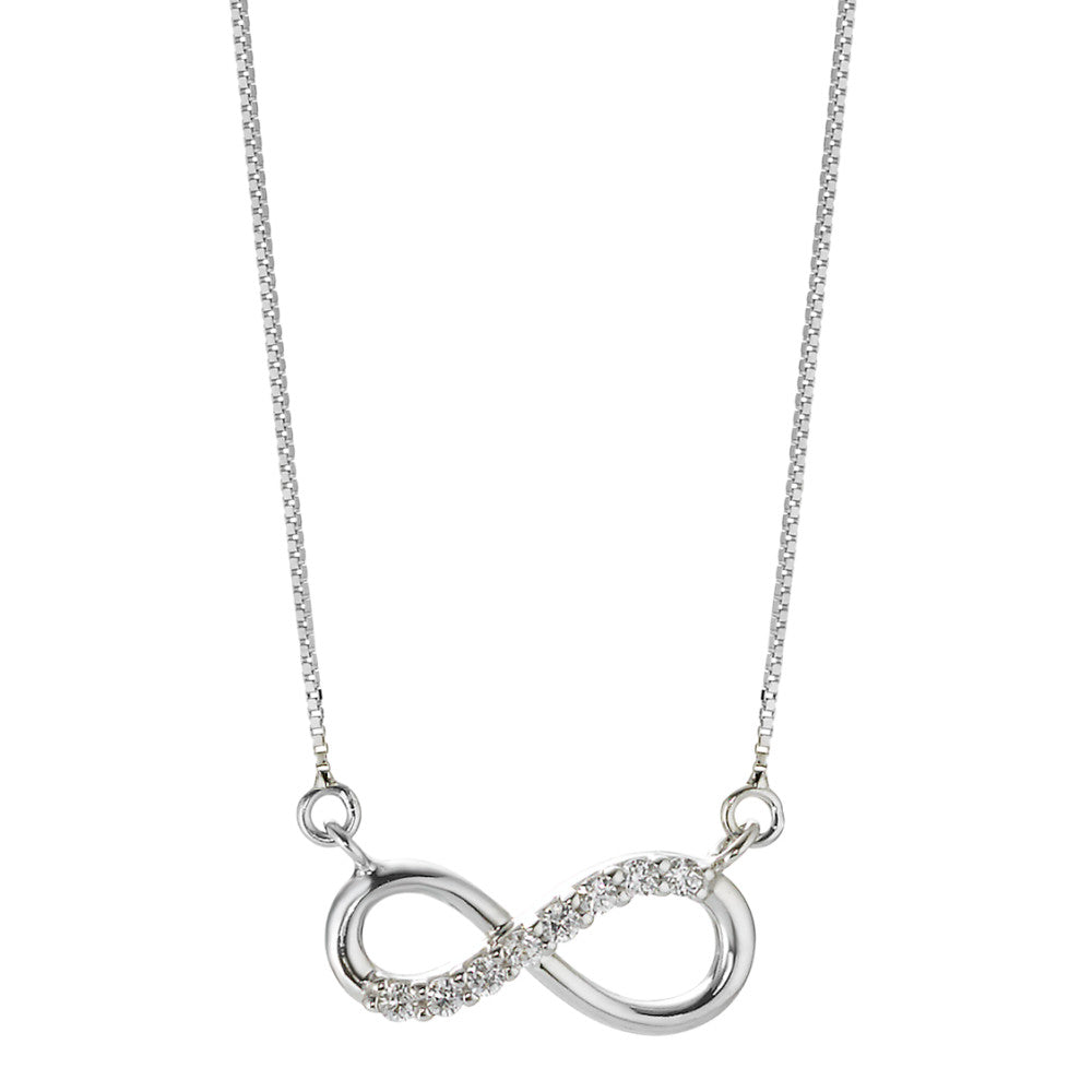 Necklace with pendant 18k White Gold Zirconia 8 Stones Infinity 42 cm