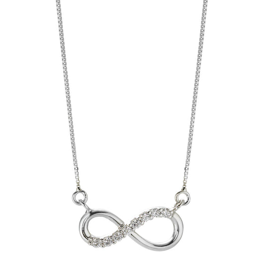 Chain necklace with pendant 18k White Gold Zirconia 8 Stones Infinity 42 cm