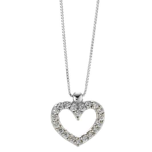 Necklace with pendant 18k White Gold Zirconia 19 Stones Heart 40-42 cm Ø11 mm