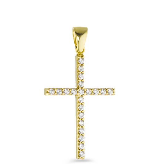 Pendant 18k Yellow Gold Zirconia 21 Stones Cross