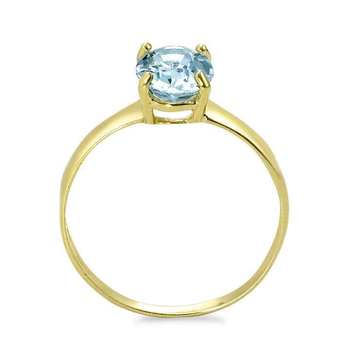 Ring 14k Yellow Gold Topaz Blue, oval