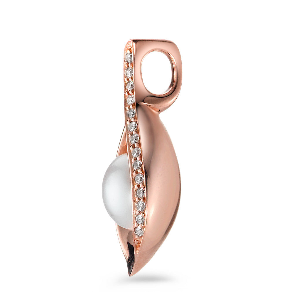 Pendant Silver Zirconia 14 Stones Rose Gold plated Freshwater pearl