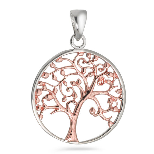 Pendant Silver Rose Gold plated Tree Of Life Ø20 mm