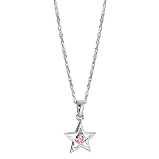 Necklace with pendant Silver Zirconia Rose Rhodium plated Star 38-40 cm Ø10 mm