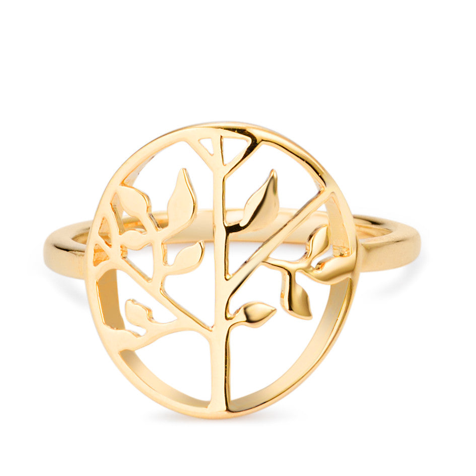 Ring Bronze Gold plated Tree Of Life Ø16 mm