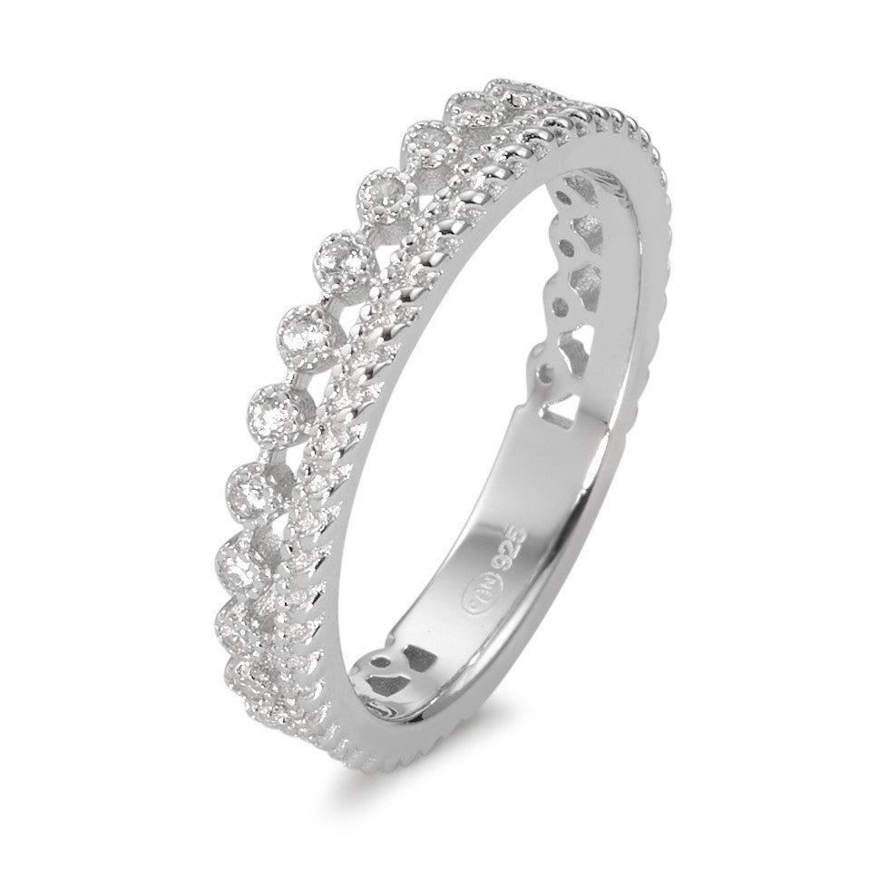 Ring Silver Zirconia 21 Stones Rhodium plated