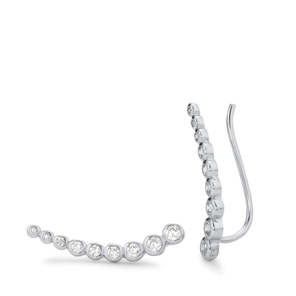 Ear Climber Silver Zirconia 18 Stones Rhodium plated