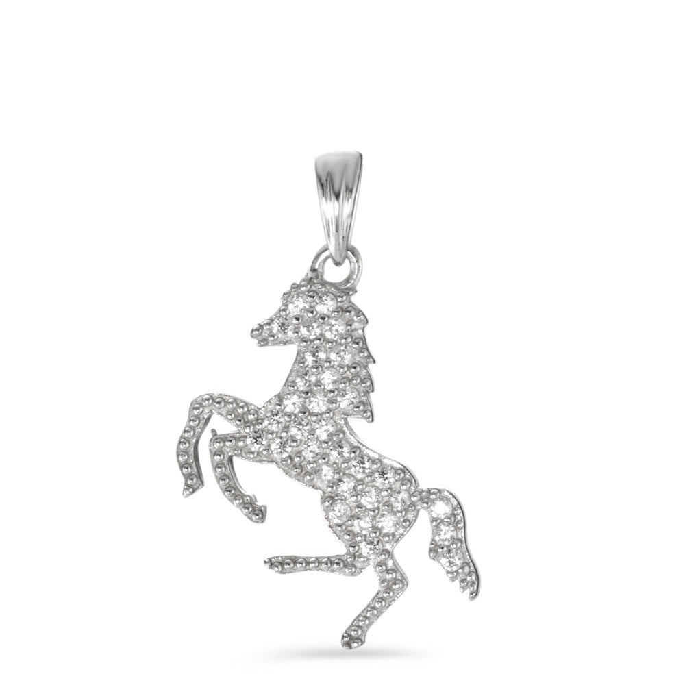 Pendant Silver Zirconia Rhodium plated Horse