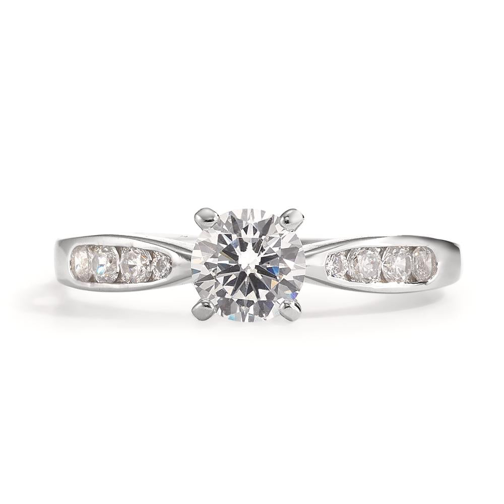 Solitaire ring Silver Zirconia 9 Stones Rhodium plated