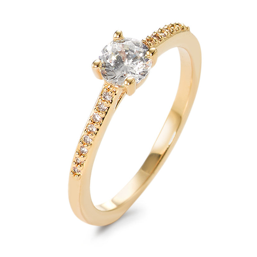 Solitaire ring Bronze Zirconia 17 Stones Gold plated Ø5 mm