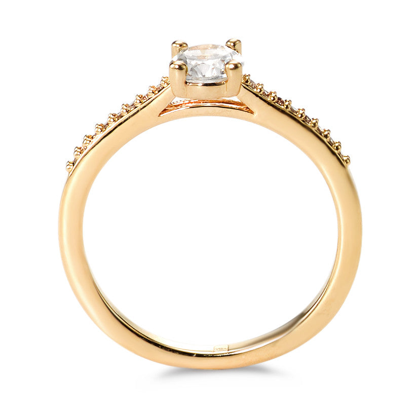 Solitaire ring Bronze Zirconia 17 Stones Gold plated Ø5 mm