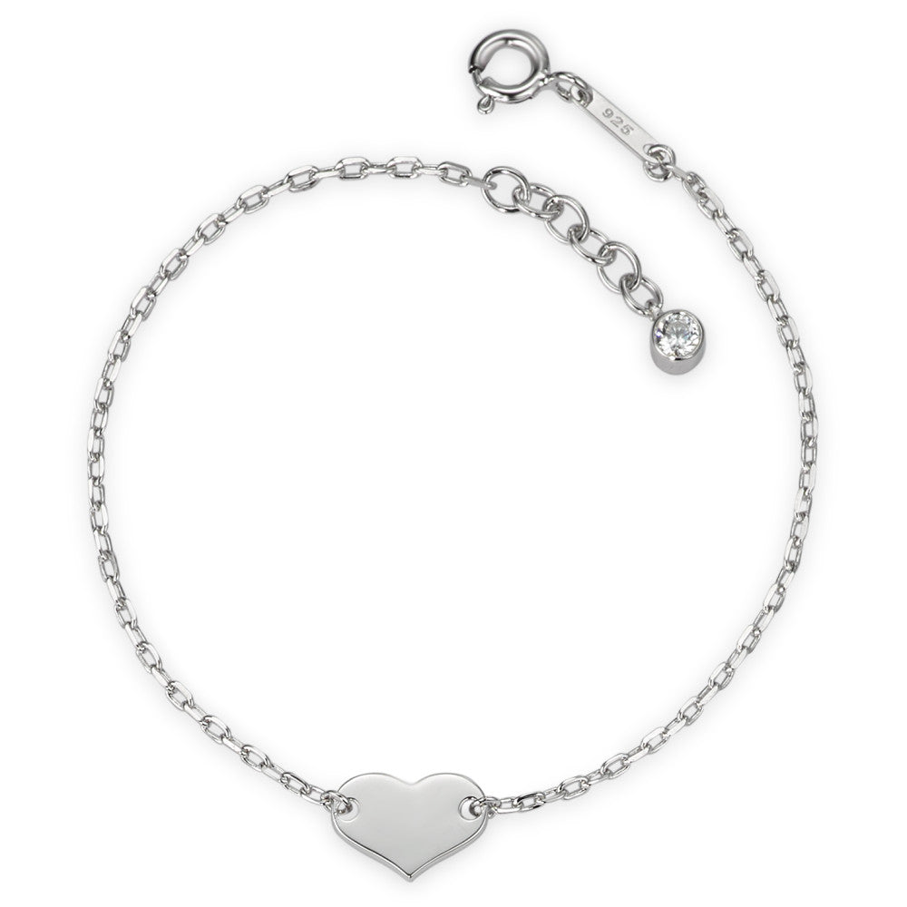 Bracelet Silver Zirconia Rhodium plated Heart 16-17.5 cm