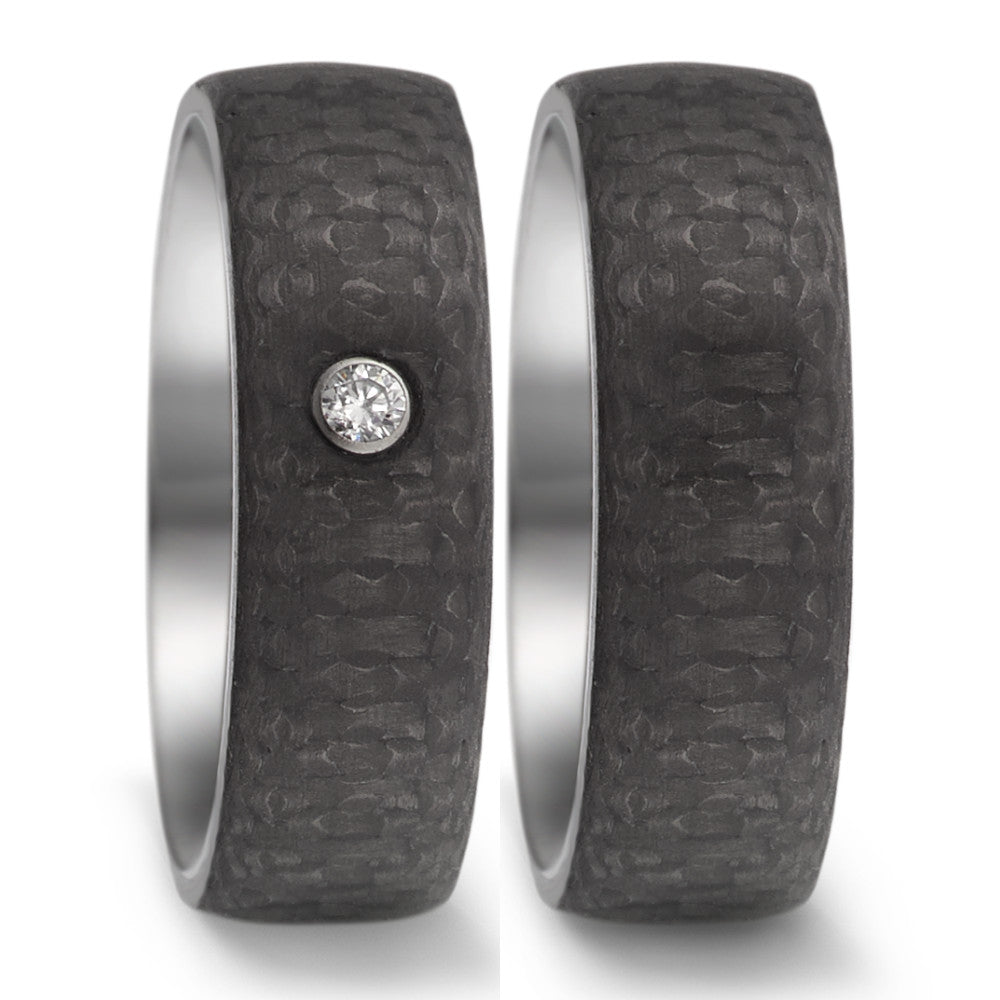 Wedding Ring Stainless steel, Carbon Zirconia