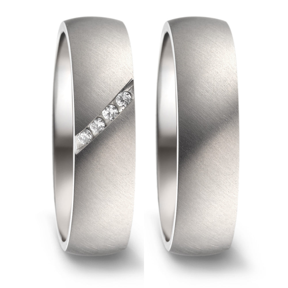 Wedding Ring Titanium Zirconia 4 Stones