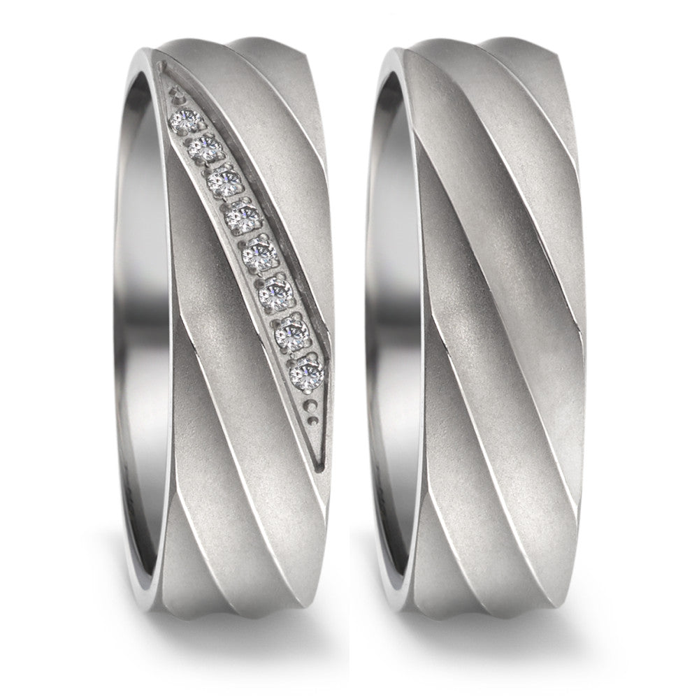 Wedding Ring Titanium Zirconia 8 Stones