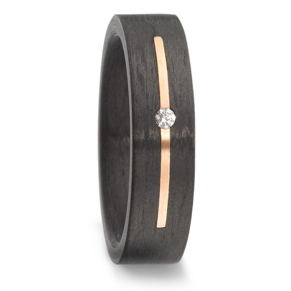 Wedding Ring 14k Rose Gold, Carbon Diamond 0.03 ct, w-si