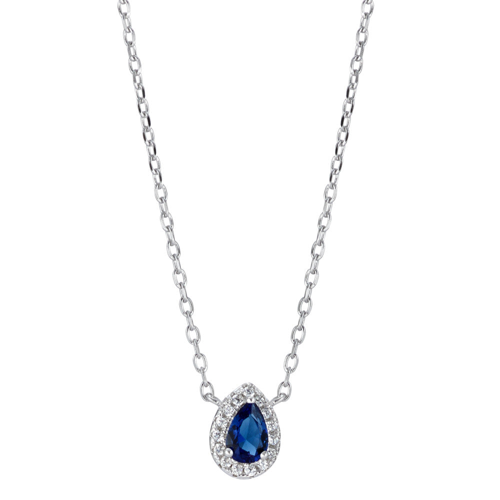 Necklace Silver Zirconia Blue Rhodium plated 40-45 cm Ø8 mm