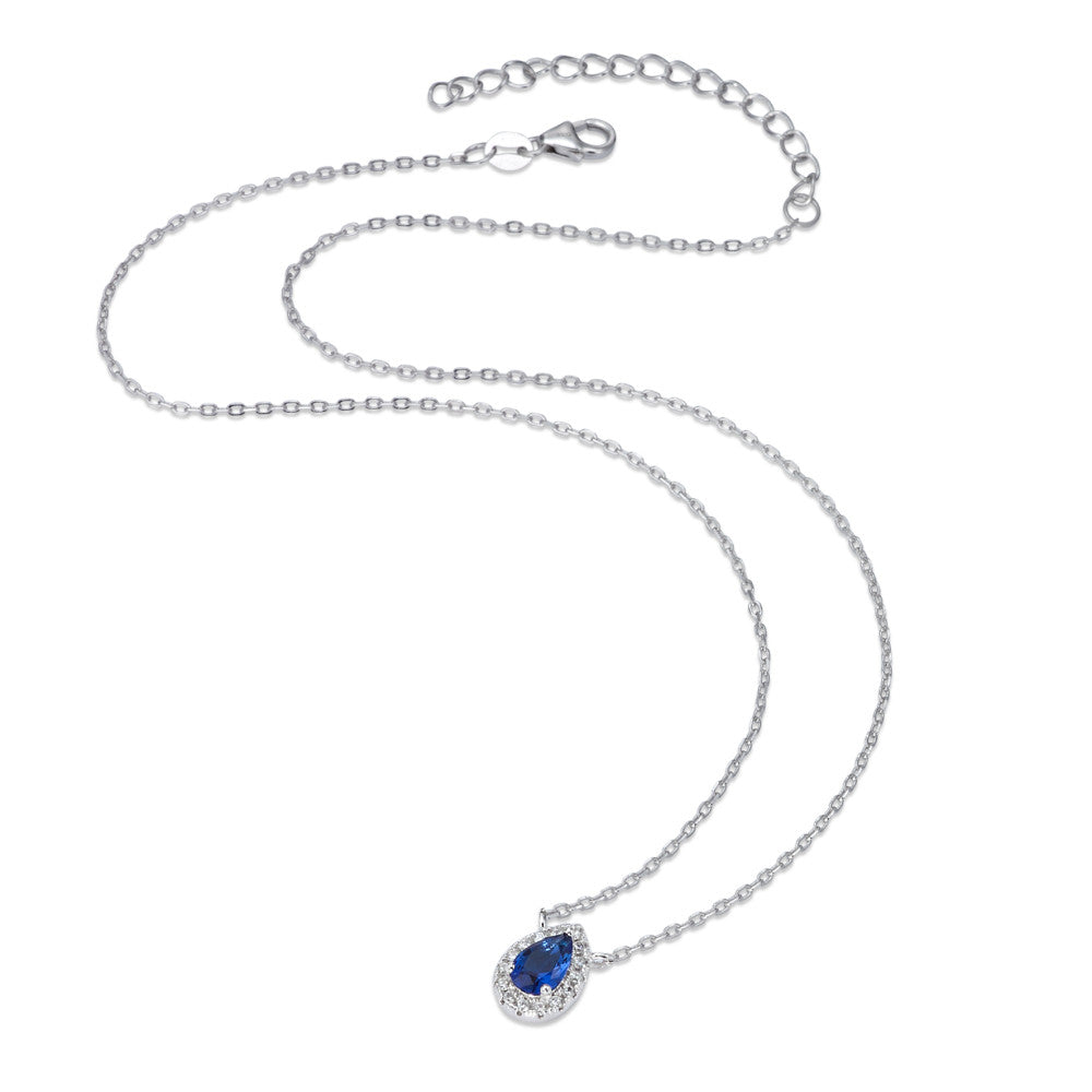 Necklace Silver Zirconia Blue Rhodium plated 40-45 cm Ø8 mm