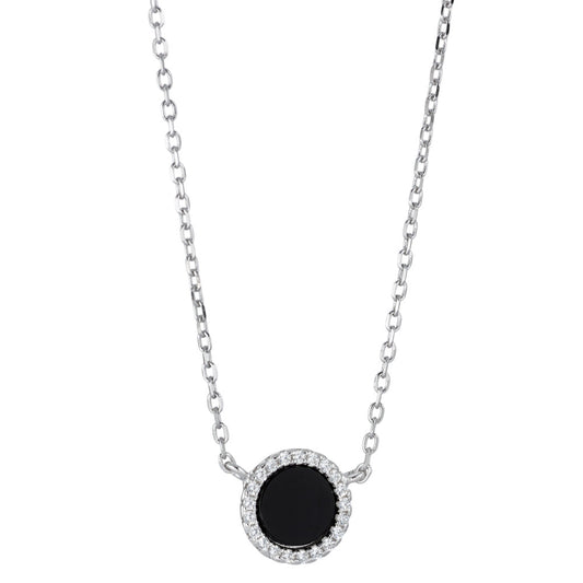 Necklace Silver Onyx Rhodium plated 40-45 cm Ø10 mm