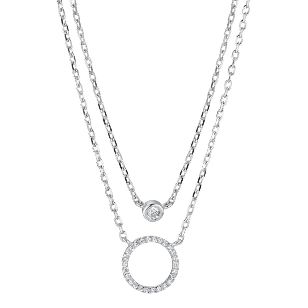 Necklace Silver Zirconia Rhodium plated 40-45 cm