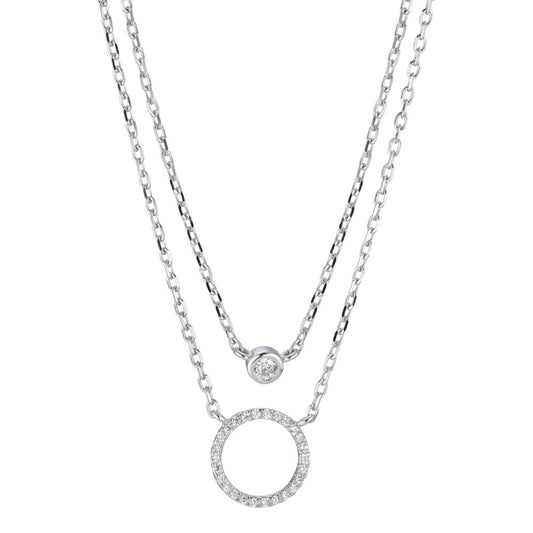 Necklace Silver Zirconia Rhodium plated 40-45 cm