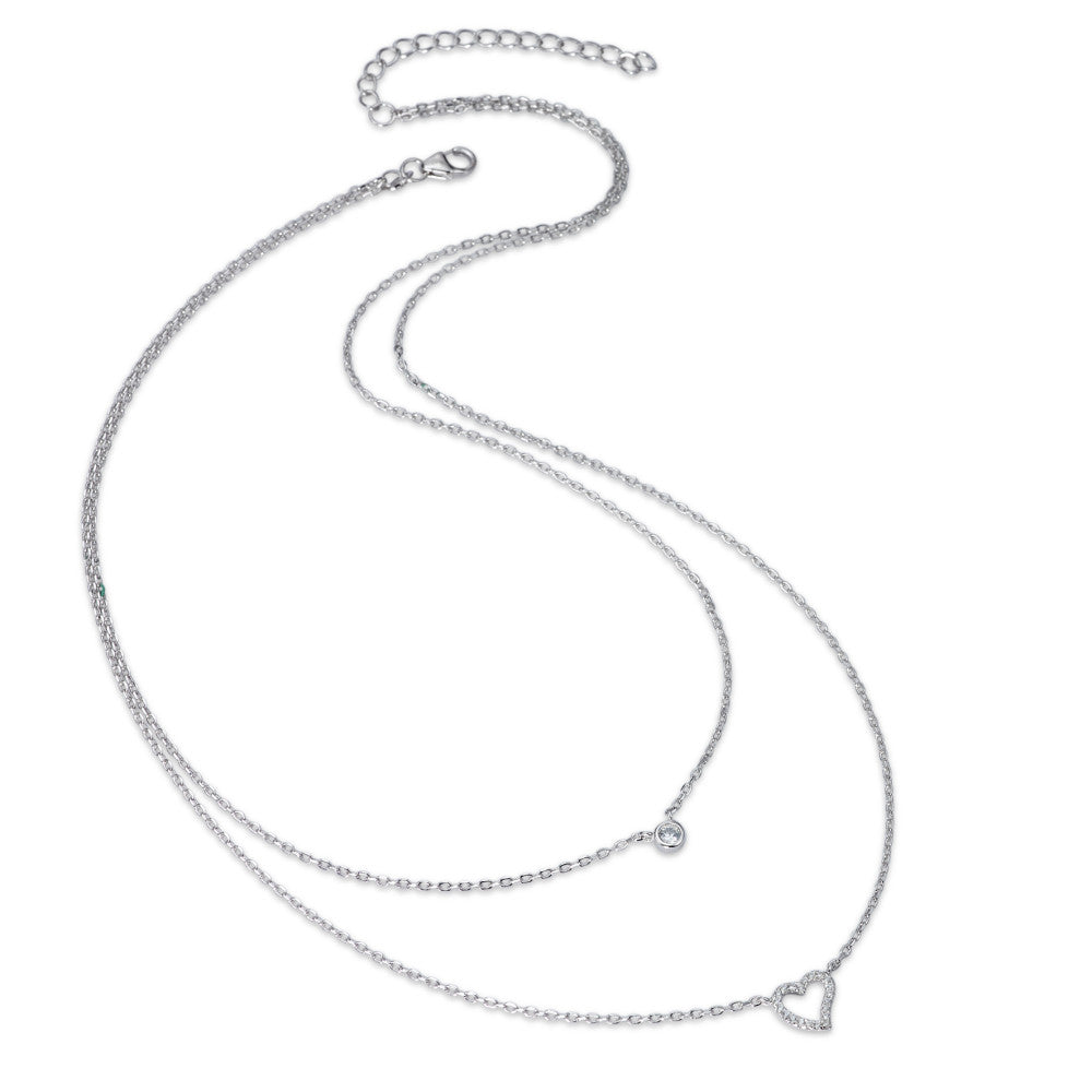 Necklace Silver Rhodium plated Heart 40-45 cm