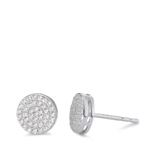 Stud earrings Silver Zirconia Rhodium plated Ø8 mm