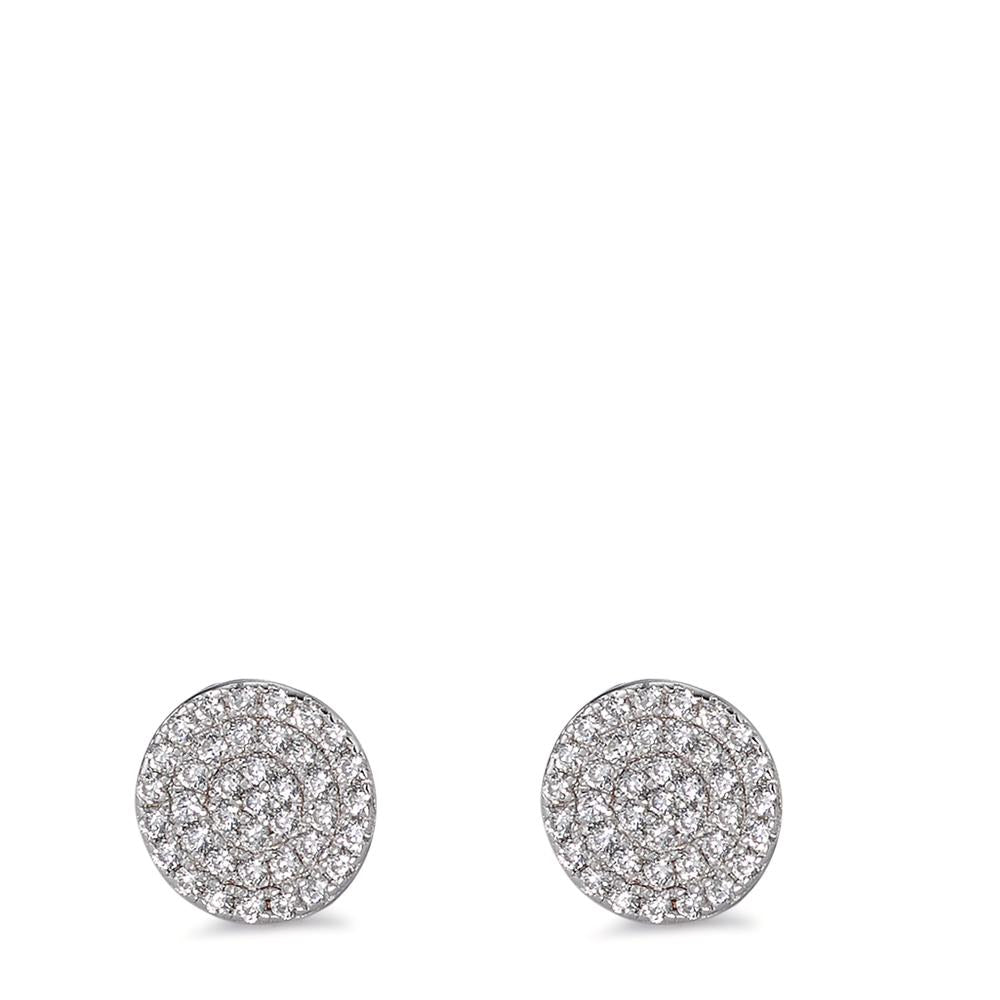 Stud earrings Silver Zirconia Rhodium plated Ø8 mm