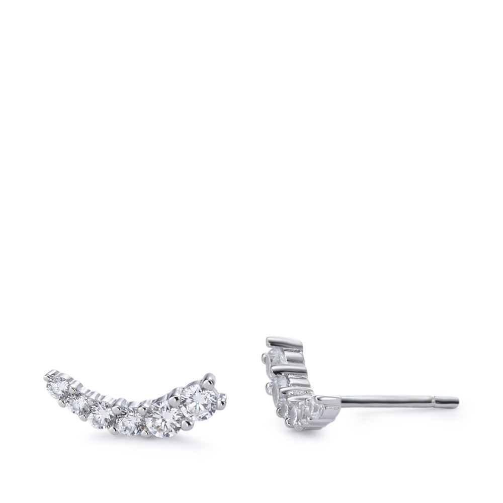 Stud earrings Silver Zirconia 12 Stones Rhodium plated