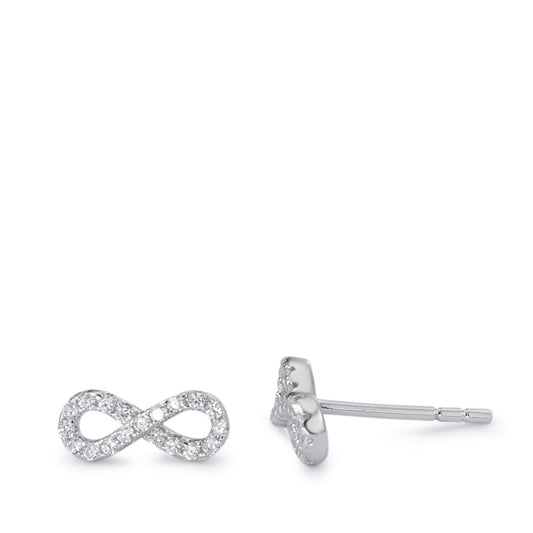 Stud earrings Silver Zirconia Rhodium plated Infinity