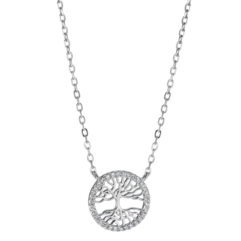 Necklace Silver Zirconia Rhodium plated Tree Of Life 40-45 cm Ø13 mm