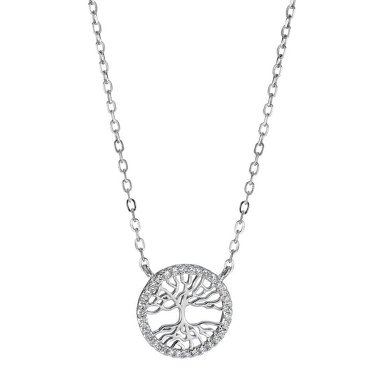 Necklace Silver Zirconia Rhodium plated Tree Of Life 40-45 cm Ø13 mm