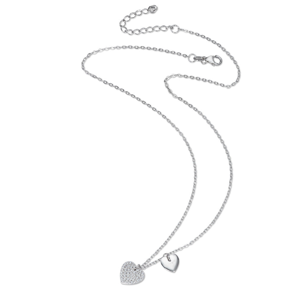 Necklace Silver Zirconia Rhodium plated Heart 40-45 cm