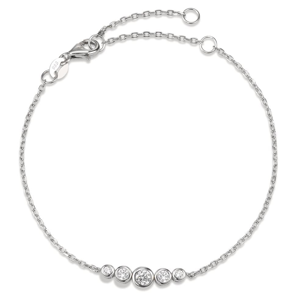 Bracelet Silver Zirconia 5 Stones Rhodium plated 16-19 cm