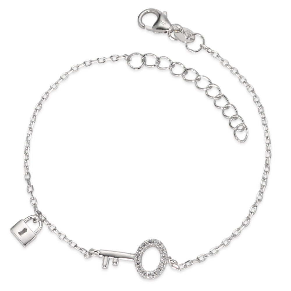 Bracelet Silver Zirconia Rhodium plated 16-19 cm