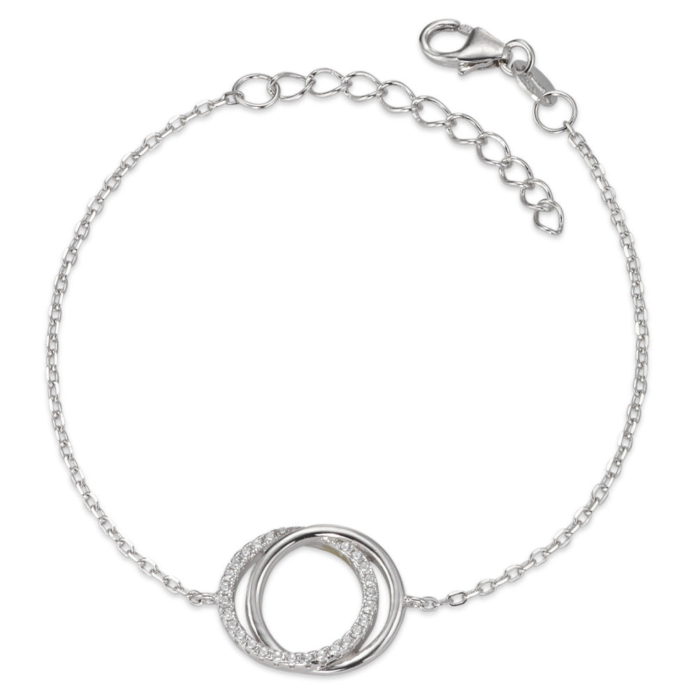 Bracelet Silver Zirconia Rhodium plated 16-19 cm