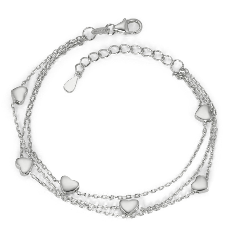 Bracelet Silver Rhodium plated Heart 16-19 cm