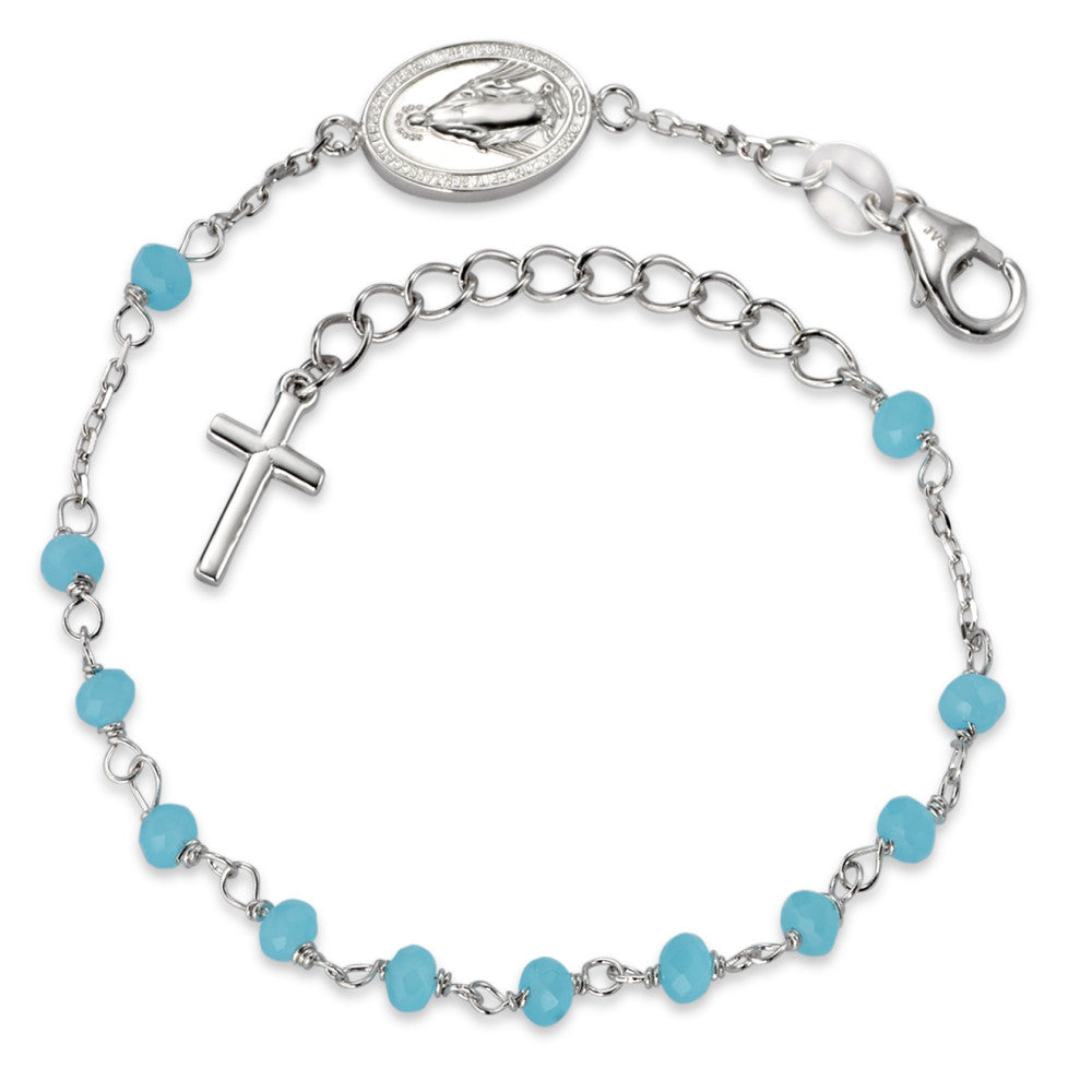 Bracelet Silver Crystal Aqua Rhodium plated 16-19 cm