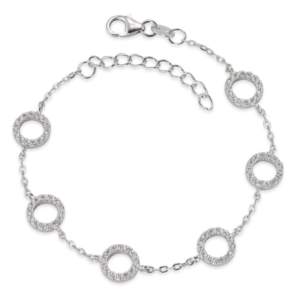 Bracelet Silver Zirconia Rhodium plated 16-18.5 cm Ø8 mm