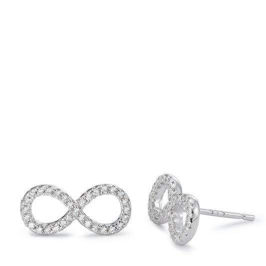 Stud earrings Silver Zirconia Rhodium plated Infinity