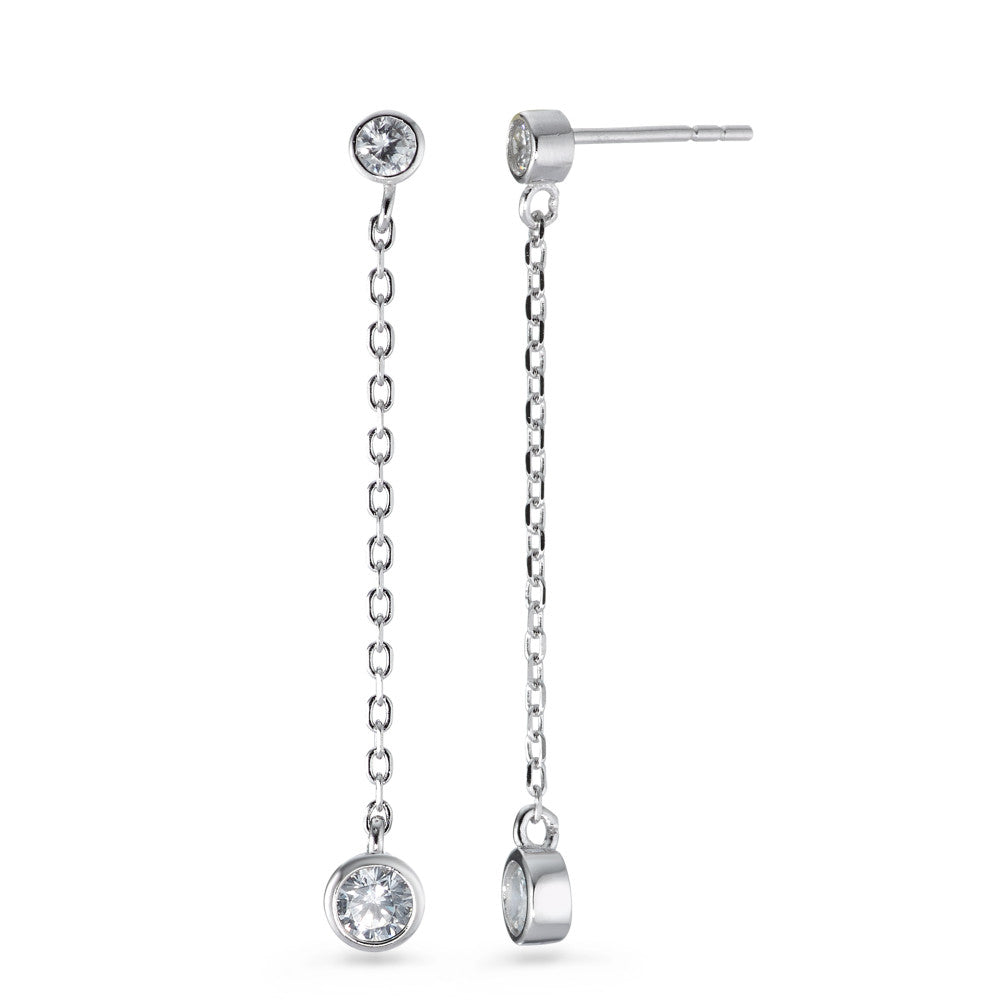 Drop Earrings Silver Zirconia 4 Stones Rhodium plated