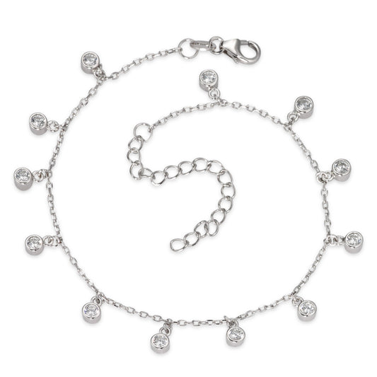 Anklet Silver Zirconia Rhodium plated 24-27 cm