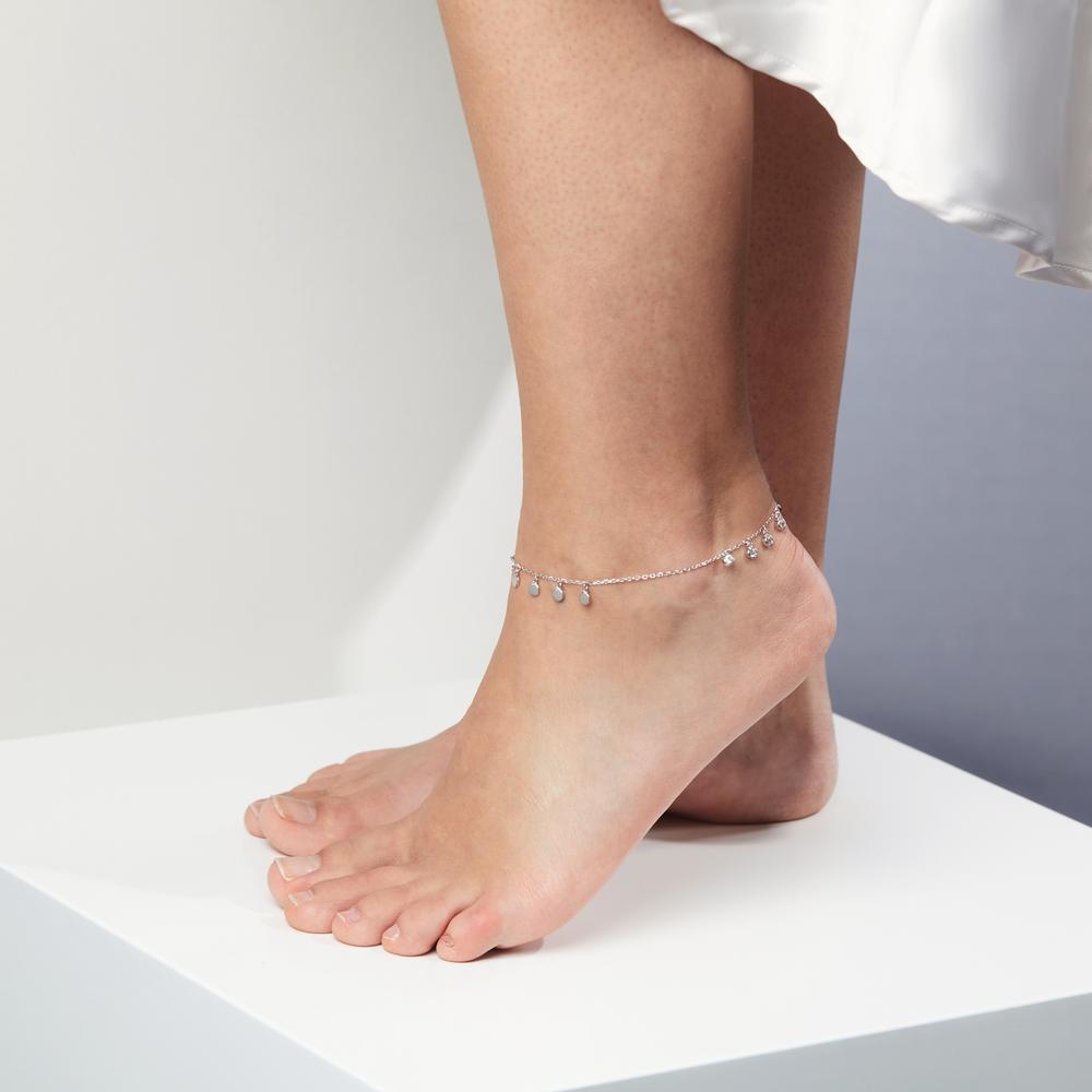 Anklet Silver Zirconia Rhodium plated 23-27 cm