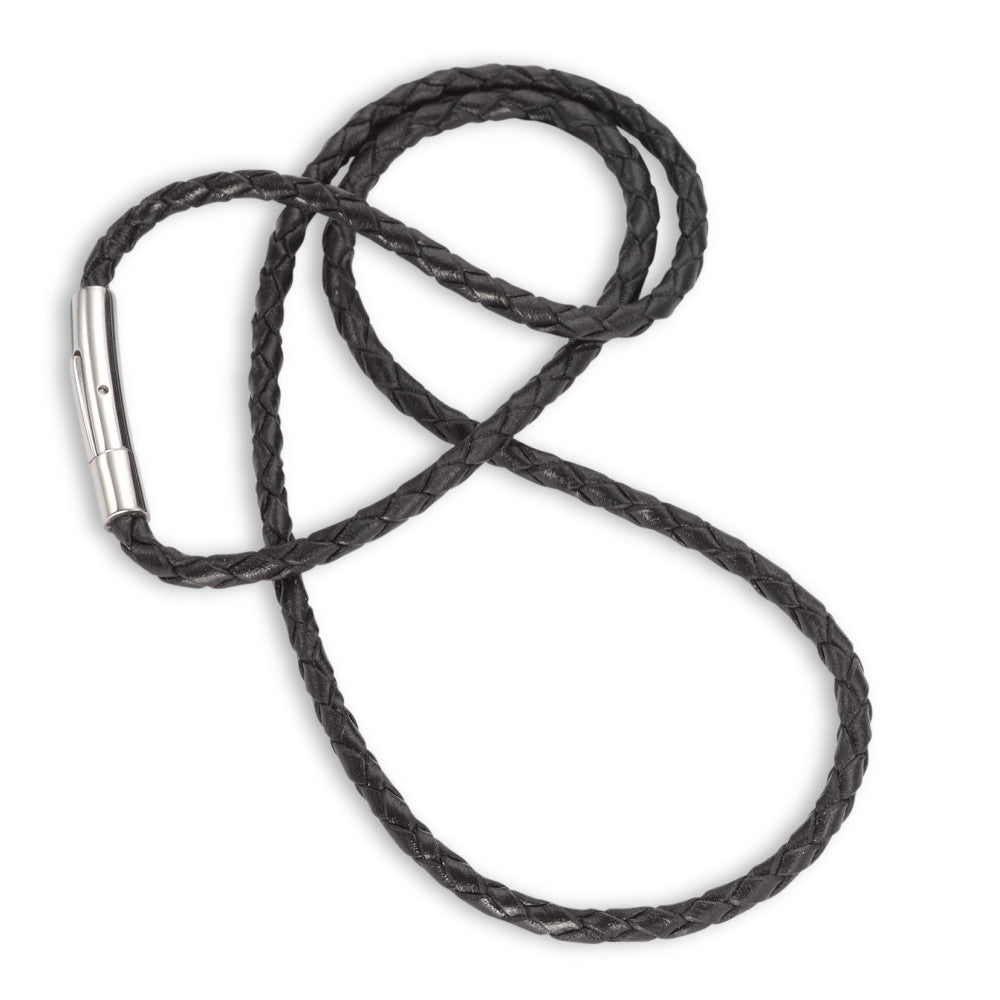 Necklace Leather, Stainless steel 45 cm Ø3 mm