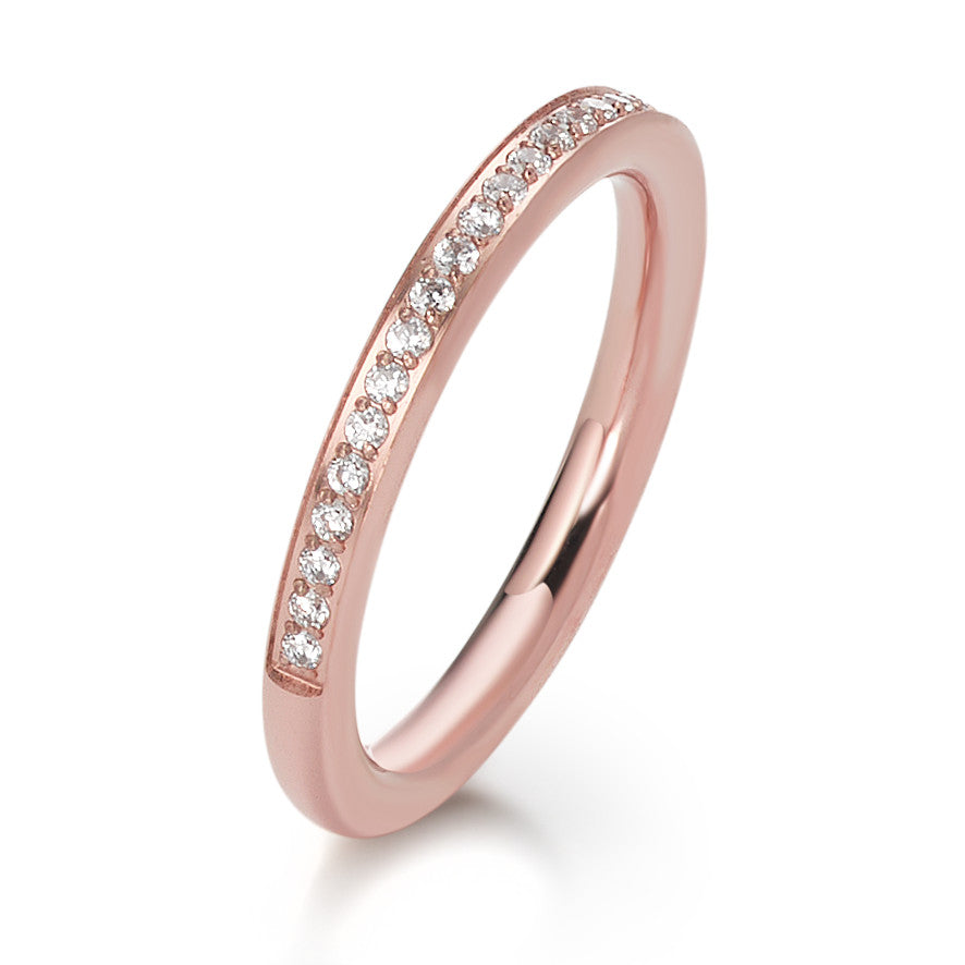 Memory ring Stainless steel Zirconia 26 Stones Rose IP coated